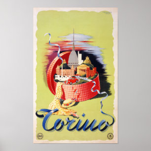 Torino Turin Italien Vintage resor Poster återstäl