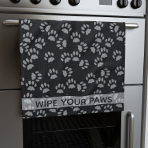 Torka av ditt Tass Black Cat Paw Print Kitchen Tow