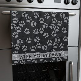 Torka av ditt Tass Black Cat Paw Print Kitchen Tow Kökshandduk