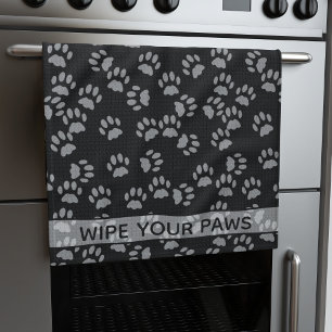 Torka av ditt Tass Black Cat Paw Print Kitchen Tow Kökshandduk