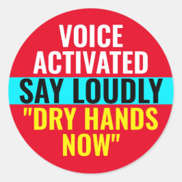 Torka händer nu - Röstaktiverad dekal Runt Klistermärke