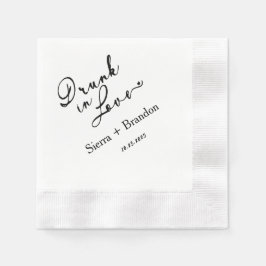 Torka i Kärlek B&W Monogram Bröllop Napkins Pappersservett