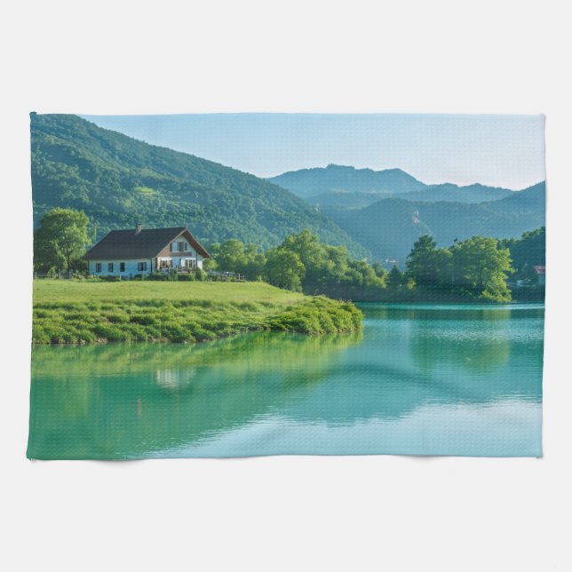 "Torka med  - Lakeside Lugn för din Kökshandduk (Horisontell)