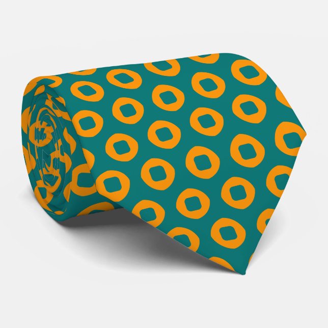 Torka och Orange Punktcirkel Mönster Slips (Rullad)
