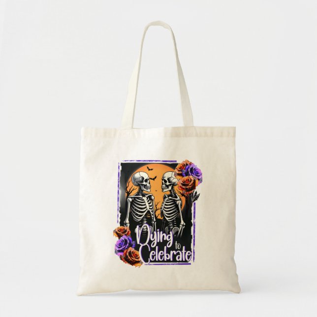 Torka till Celebrate, Skeleton Gothic Halloween Tygkasse (Framsidan)