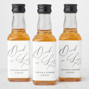 Torka vid Kärlek Svarta och vita Bröllop Vin Flask Spritflaskor Etikett
