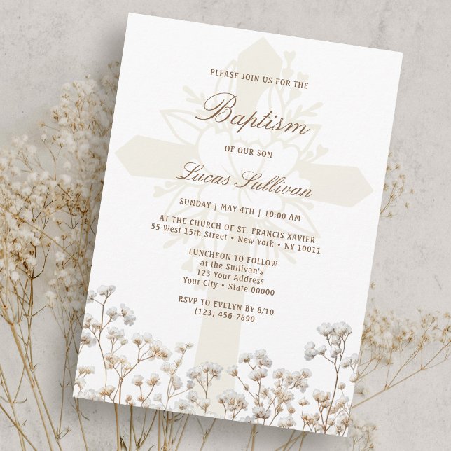 Torkad Baby's Breath Dopningsinbjudan Inbjudningar (Skapare uppladdad)