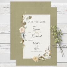 Torkad Boho Blommigt Ram Sage Bröllop