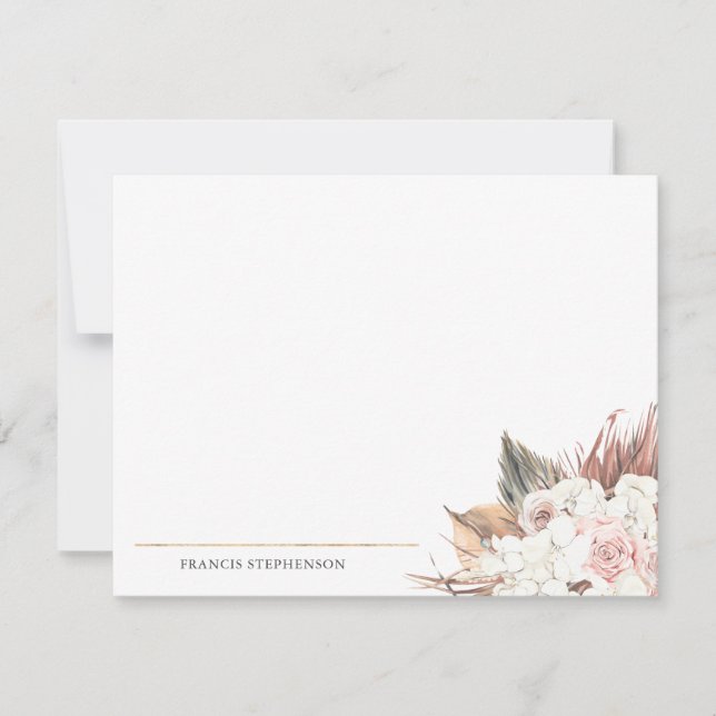 Torkad Handflatan Foliage Fullt Namn eller Couples Anteckningskort (Framsida)