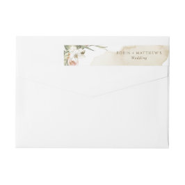 Torkad Handflatan Löv Blommigt Cream Watercolor, B Etikettband