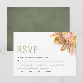 Torkad handflatan och pampasgräs grönt bröllop OSA kort