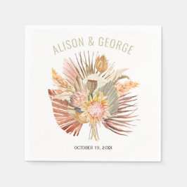 Torkad handflatan och pampasgräs grönt bröllop pappersservett