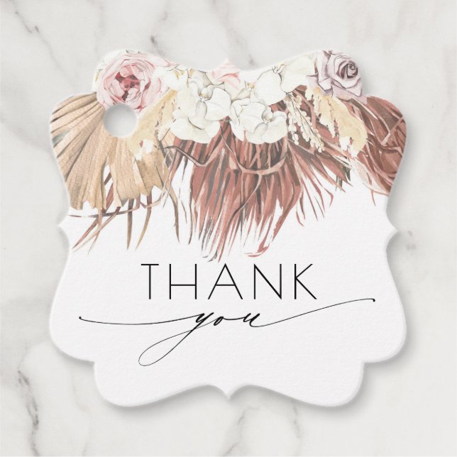 Torkad Handflatan-olja Tropical Bröllop Tack Gåvor Etiketter (Framsida)