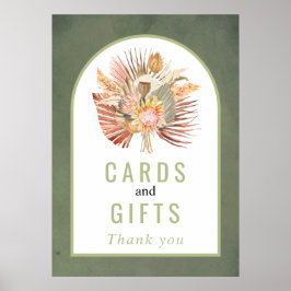 Torkad handflatan, pampasgräs grönt bröllop poster