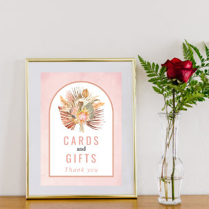 Torkad handflatan, pampasgräs, mjuk rosa bröllop p poster