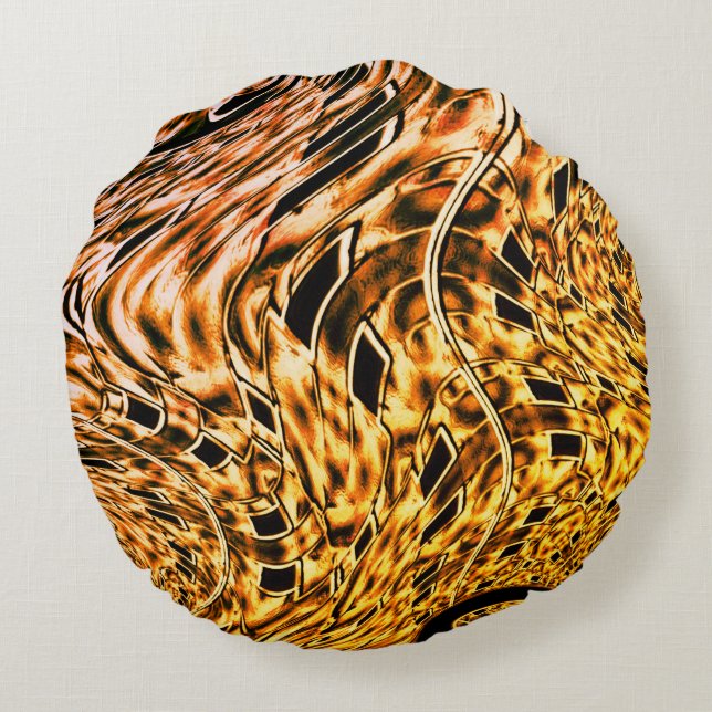 Torkad med en ljusskugga av korall till guld rund kudde (Baksidan)