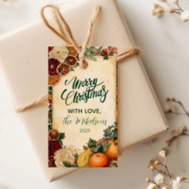 Torkad Orange och fruktig jul Presentetikett