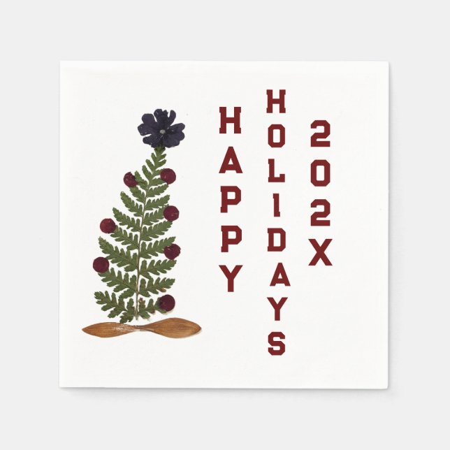 Torkad pressblomma Julgran Pappersservett (Framsidan)