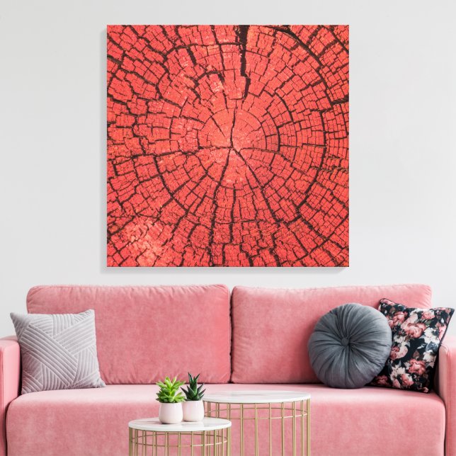 Torkad Trädstock Utsnitt Rosa Röd Trä Foto Canvastryck (Insitu (Vardagsrum))