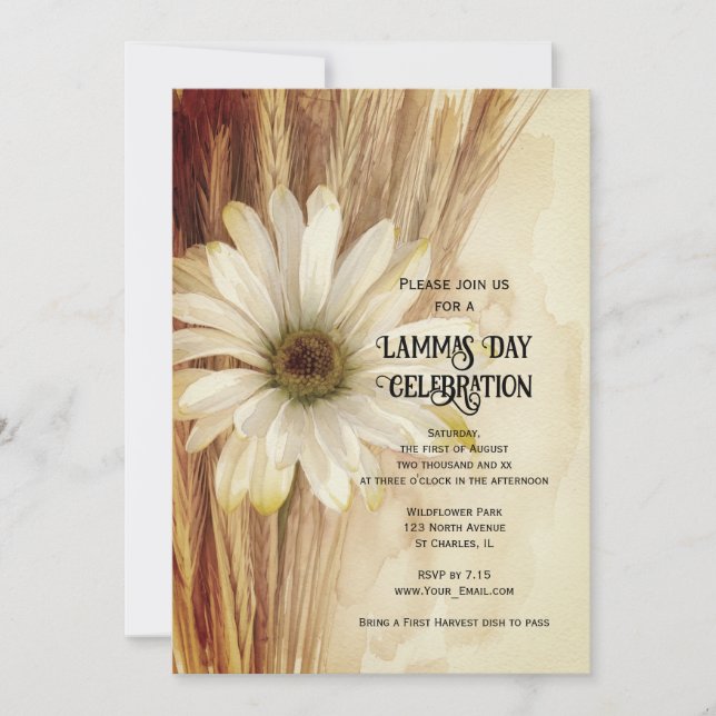 Torkad vete Tusenskönas blomma Lammas-dagsfirande Inbjudningar (Framsida)