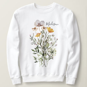 Torkad vildblomsbukett med monogram t shirt
