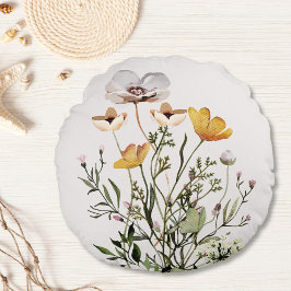 Torkad WildblomBouquet Rund Kudde