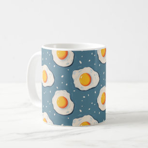 Torkade ägg på blått kaffemugg