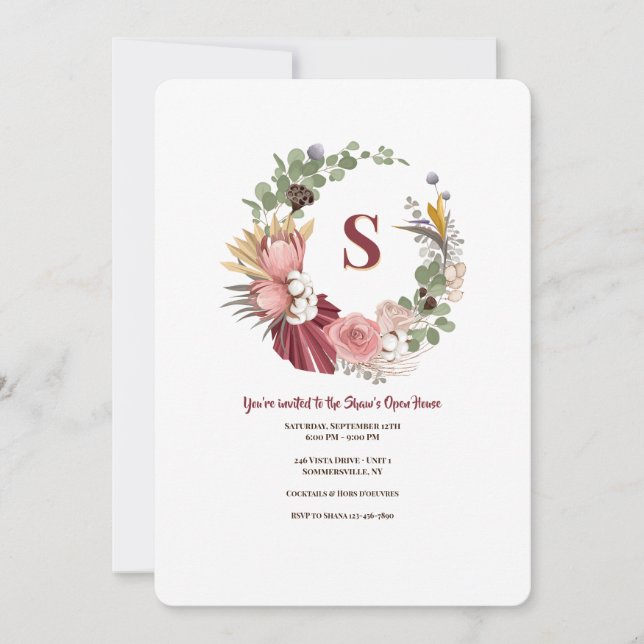 Torkade blommor, andedräkt inbjudningar (Framsida)