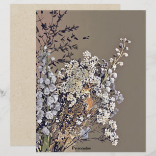 Torkade blommor blad vintage scrapbookpapper