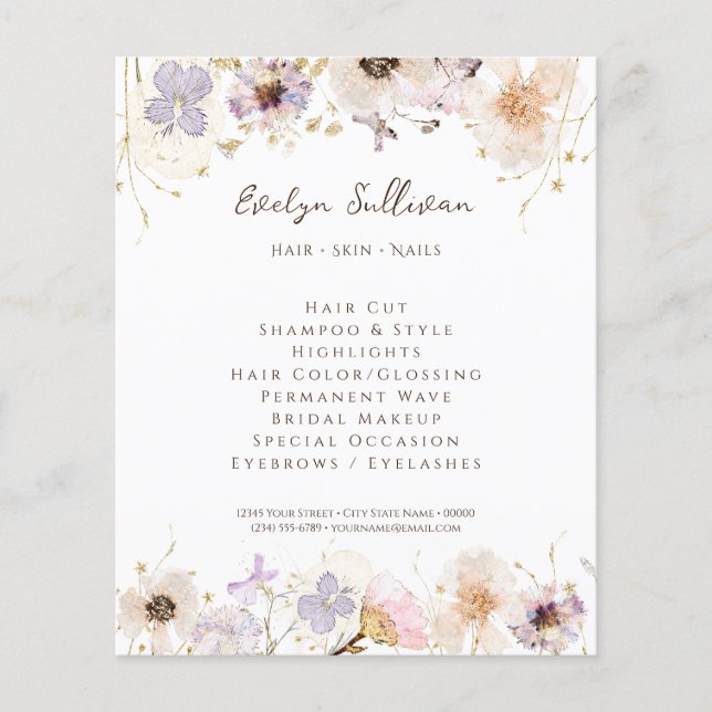 Torkade blommor flygblad (Framsidan)