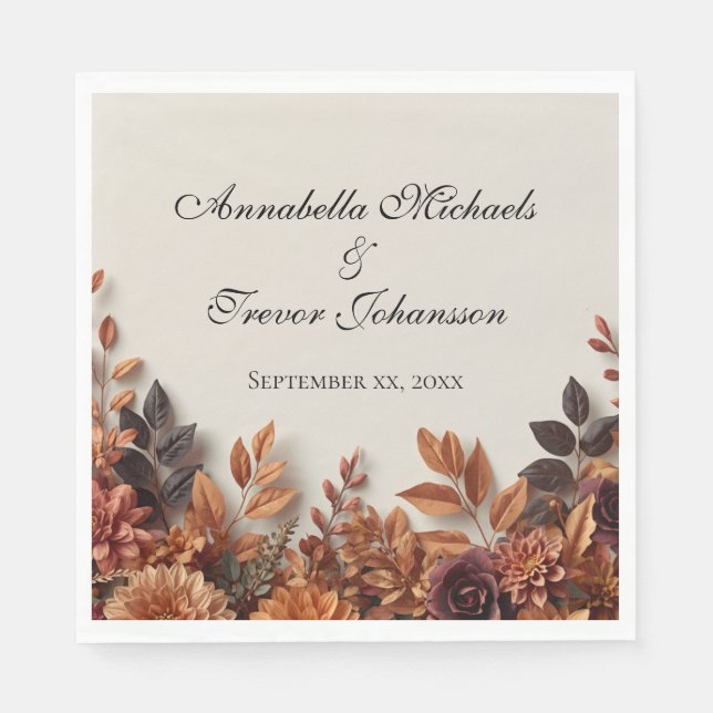 Torkade Blommor Höst Blommig Anpassat Namn Pappersservett (Framsidan)