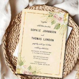 Torkade blommor, vattenfärg bröllop inbjudningar