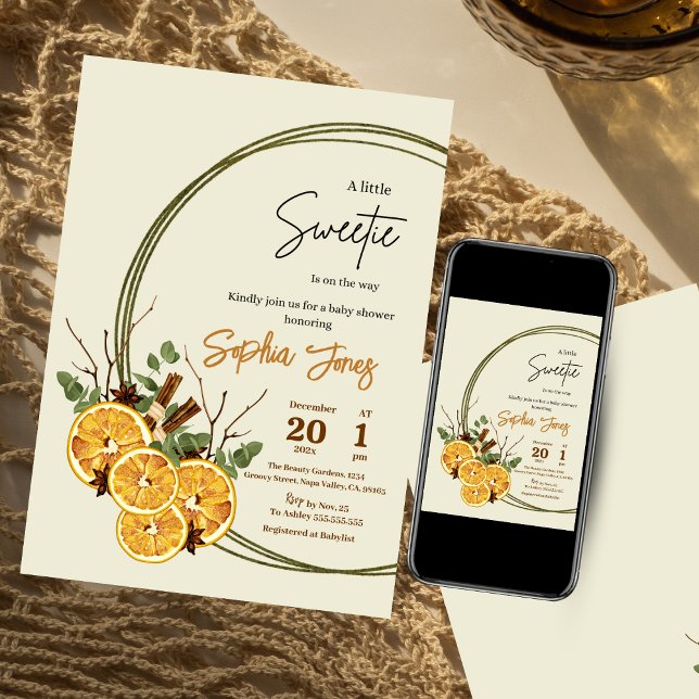 Torkade citrusbabyduschar i vinterskivor inbjudningar (Skapare uppladdad)