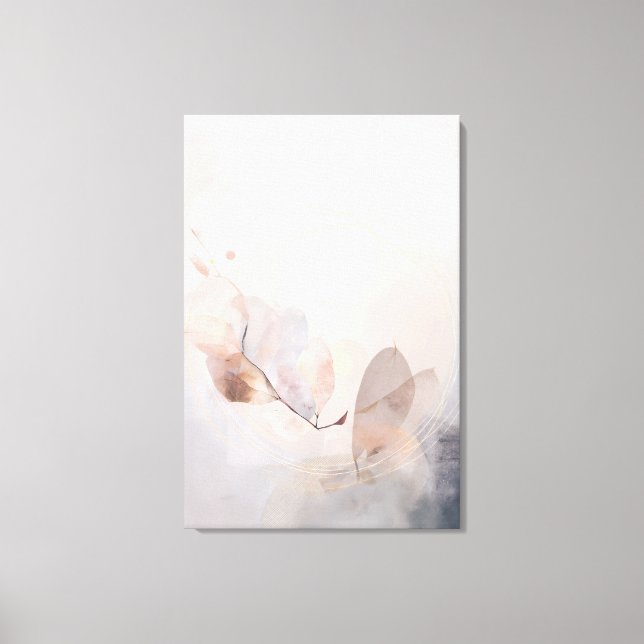 Torkade Eukalyptusblad Guld Cirkel Minimalistisk K Canvastryck (Framsida)