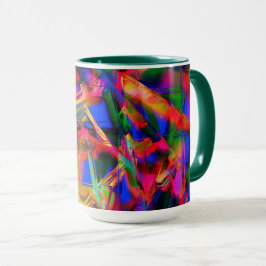 Torkade fyrkanter med färgfulla "penseldrag" mugg