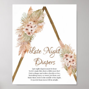 Torkade Handflatan Löv Pampas Grass Late Nattblöjo Poster