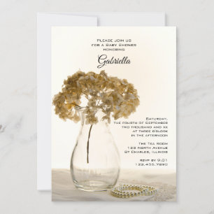 Torkade Hydrangeas och Pearls Baby Shower Inbjudningar