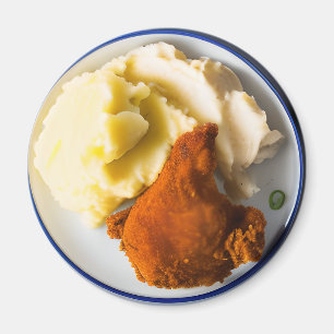 Torkade kycklingar och krossade potatis magnet