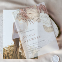 Torkade palmblad och vita orkidéer Boho bröllop