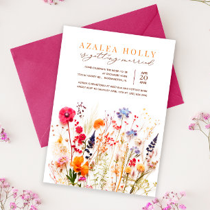 Torkade vilda blommor Bröllopsdusch-inbjudan Inbjudningar