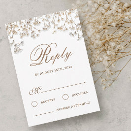 Torkat Baby's Breath Bröllop RSVP-kort Kort