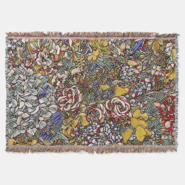 Torkat glas, botaniskt Blommigt Filt (Framsidan)