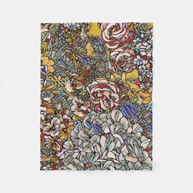 Torkat glas, botaniskt Blommigt Fleecefilt (Framsidan)