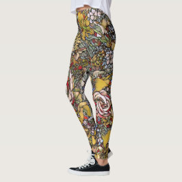 Torkat glas, botaniskt Blommigt Leggings