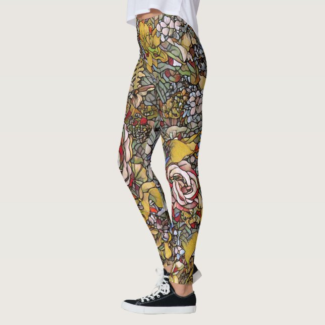 Torkat glas, botaniskt Blommigt Leggings (Vänster)