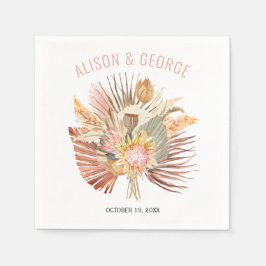 Torkat handflatan och pampasgräs rosa bröllop pappersservett