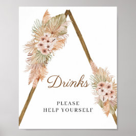 Torkat Handflatan Pampas Grass Dusty Rosa Orchid-t Poster