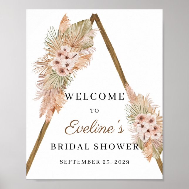 Torkat Handflatan Pampas Grass Dusty Rosa Orchid-t Poster (Framsidan)