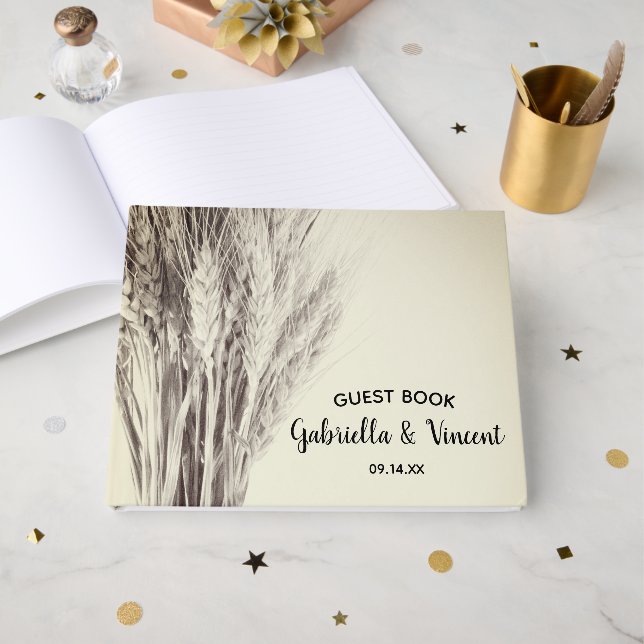 Torkat korn Land Farm Bröllop Gästböcker (Framsida Öppen)