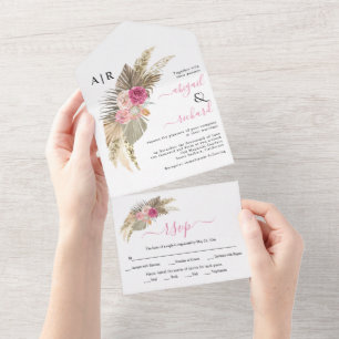 Torkat pampasgräs och handflatan löv boho bröllop 